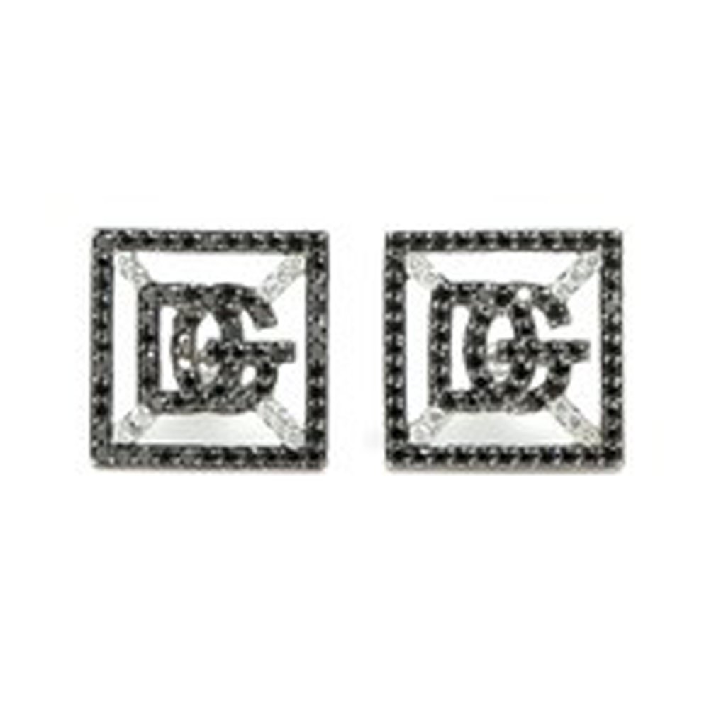 Black Diamond Square Sg 14k (Or 18k Upon Request) Gold Monogram Stud Earrings